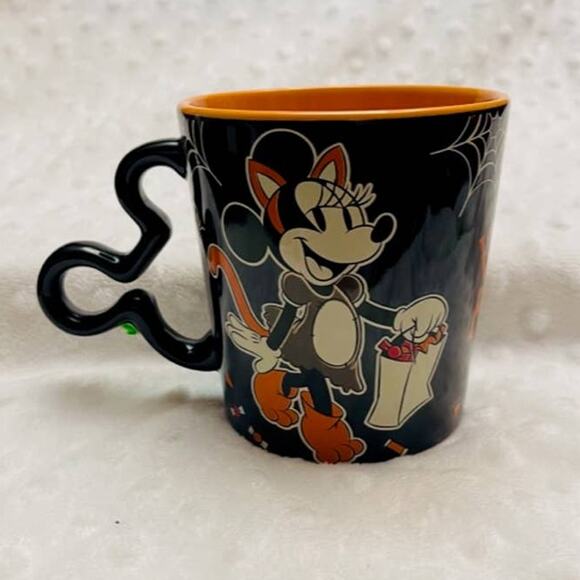 Disney Mickey & Minnie Halloween 14oz Coffee Mug w/ Mouse Ears Handle- NEW - Picture 2 of 6